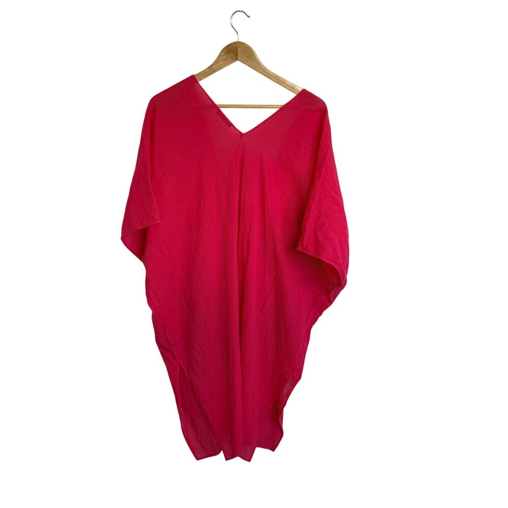 Natori Hibiscus Pink Cotton Gauze Floral Applique Cover Up XS/S - Picture 3 of 8